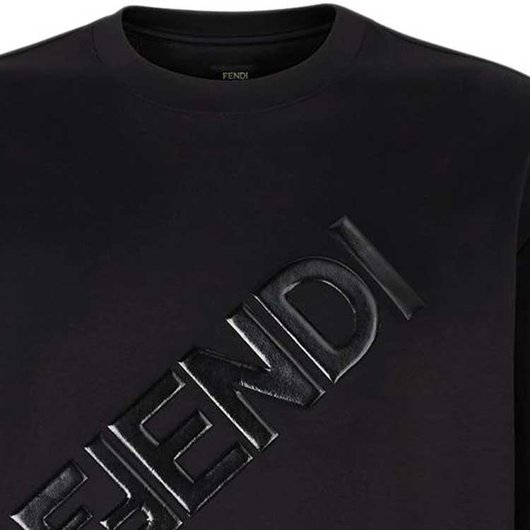 Sizing FENDI FW22  Black 3D Logo Printed Crewneck Casual T-Shirt. FY1129AL28F0QA1