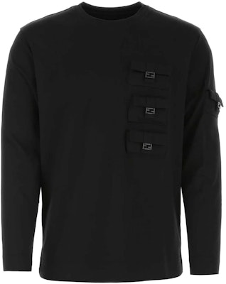 FENDI FW22 Black Crewneck Long Sleeve Pocket T-Shirt FY1192AM77F0QA1 Order FENDI FW22 Black Crewneck Long Sleeve Pocket T-Shirt FY1192AM77F0QA1