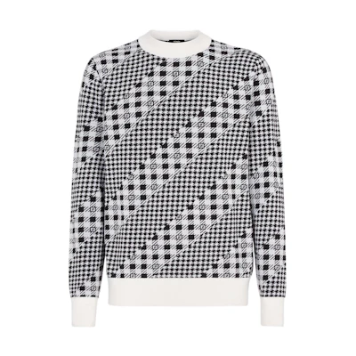 FENDI FW22 Black Crewneck Sweater with Letter Print Long Sleeves Casual. FZX089AL3YF17XM