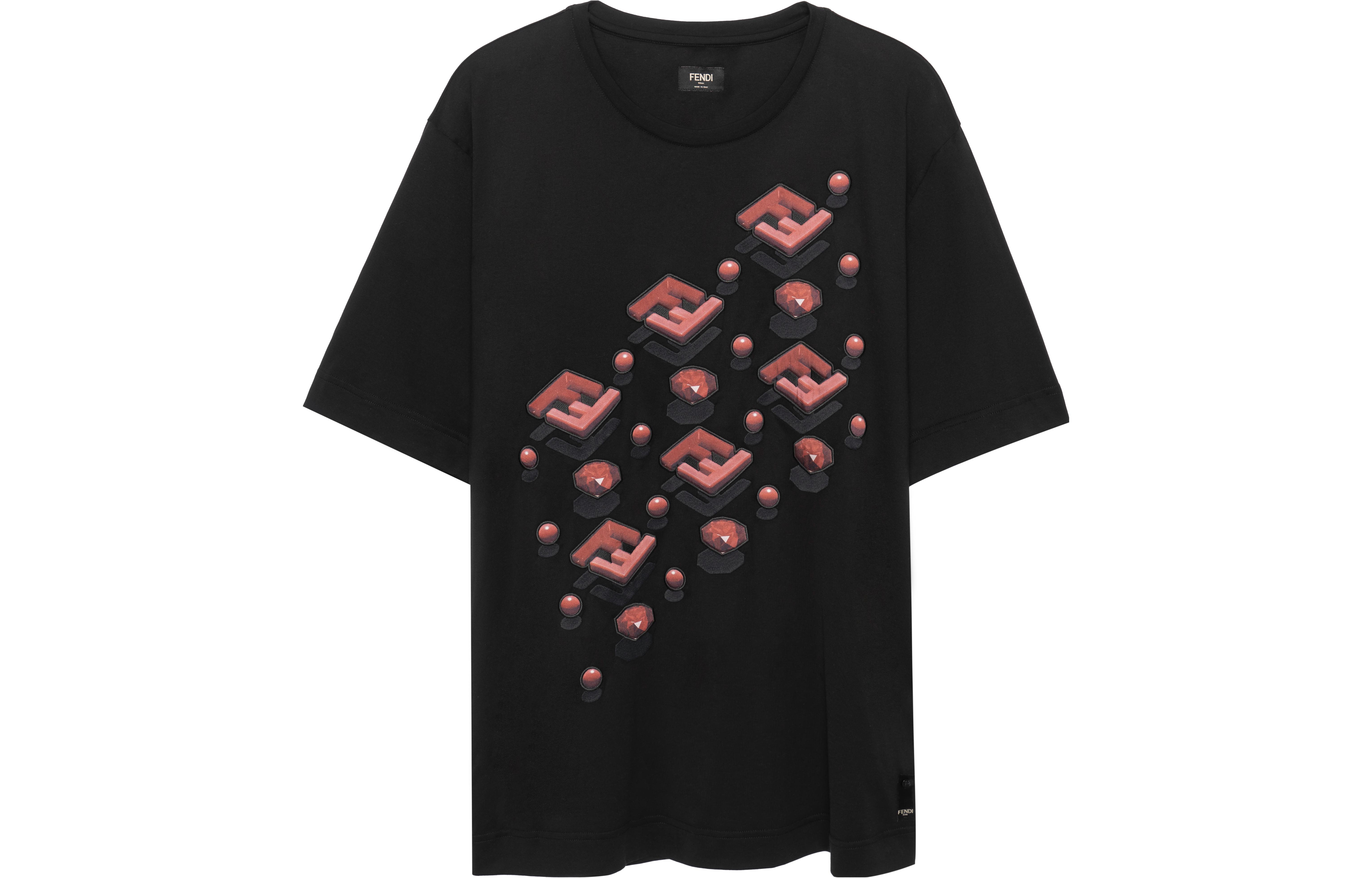 FENDI FW22  Black Diamond Logo Printed Short Sleeve T-Shirt. FY0936AL6MF0VV4 圖 2