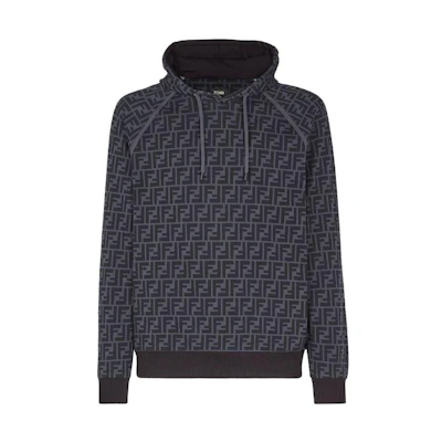 FENDI FW22 Black Hoodie with Letter Print. FY0945A6ZTFIJ70