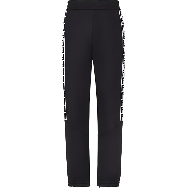 FENDI FW22  Black Knit Joggers with Logo Strap and Elastic Waist. FAB645AM0BF0GME