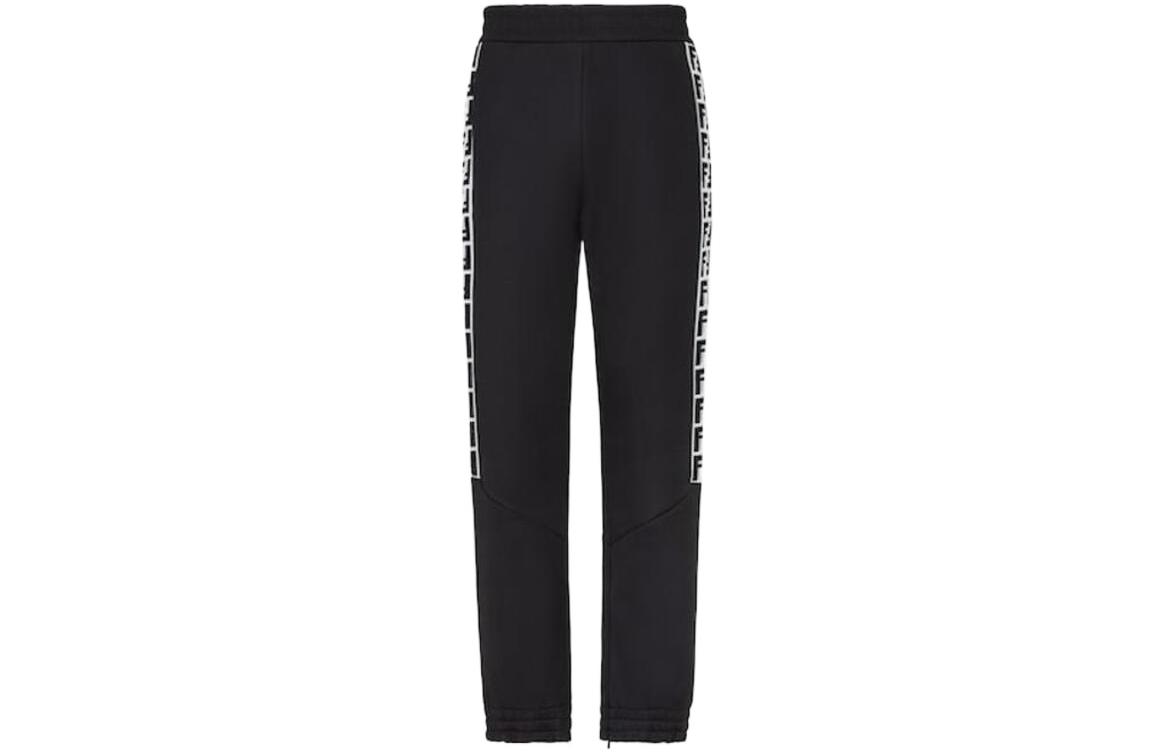 Order FENDI FW22 Seluar Jogger Hitam Knit dengan Logo Tali & Pinggang Elastik. FAB645AM0BF0GME