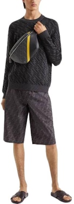 FENDI FW22 Black Knit Pullover Sweater with All-Over Logo Print. FZX005ALJXF06T0 Purchase FENDI FW22 Black Knit Pullover Sweater with All-Over Logo Print. FZX005ALJXF06T0