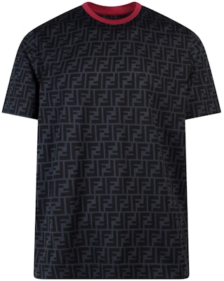 FENDI FW22 Black Logo Pattern Short-Sleeve T-Shirt with Contrast Collar FY0936A6ZUF0856 Buy FENDI FW22 Black Logo Pattern Short-Sleeve T-Shirt with Contrast Collar FY0936A6ZUF0856