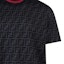 Details for FENDI FW22 Black Logo Pattern Short-Sleeve T-Shirt with Contrast Collar FY0936A6ZUF0856