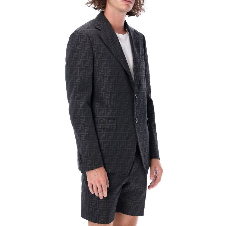 Purchase 芬迪 FW22 黑色logo印花单排扣西装外套. FJ0498A4QQF0QT6