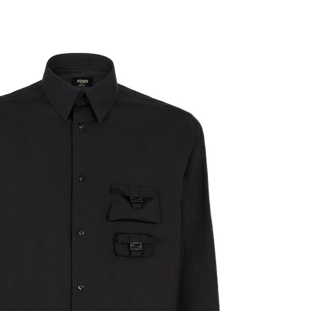 Sizing 芬迪 FW22 黑色长袖单排扣棉衬衫 FS1071AM8SF0QA1