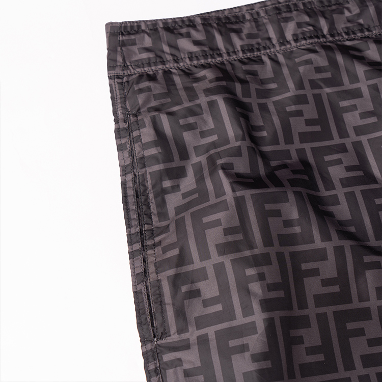 Cheap FENDI FW22 黑色直筒短褲 全版Logo印花 FXB079AL4EF0DS7