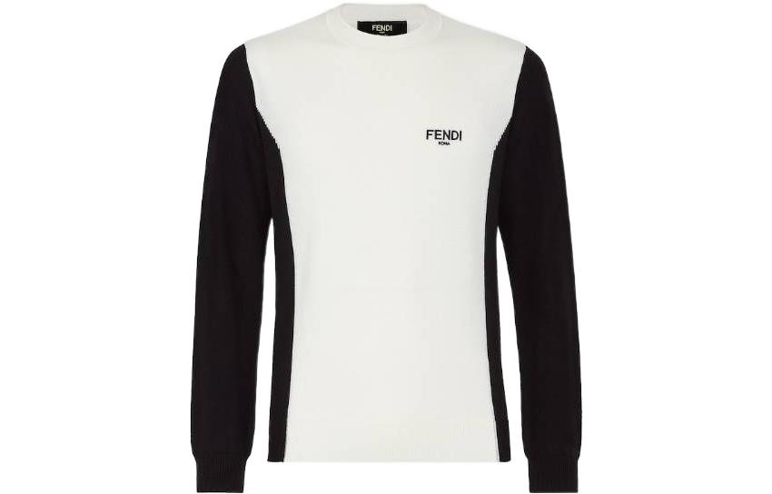 Order FENDI FW22 Hitam Putih Knit Pullover Sweater Crewneck Kontras. FZY471AM0ZF0J8Z