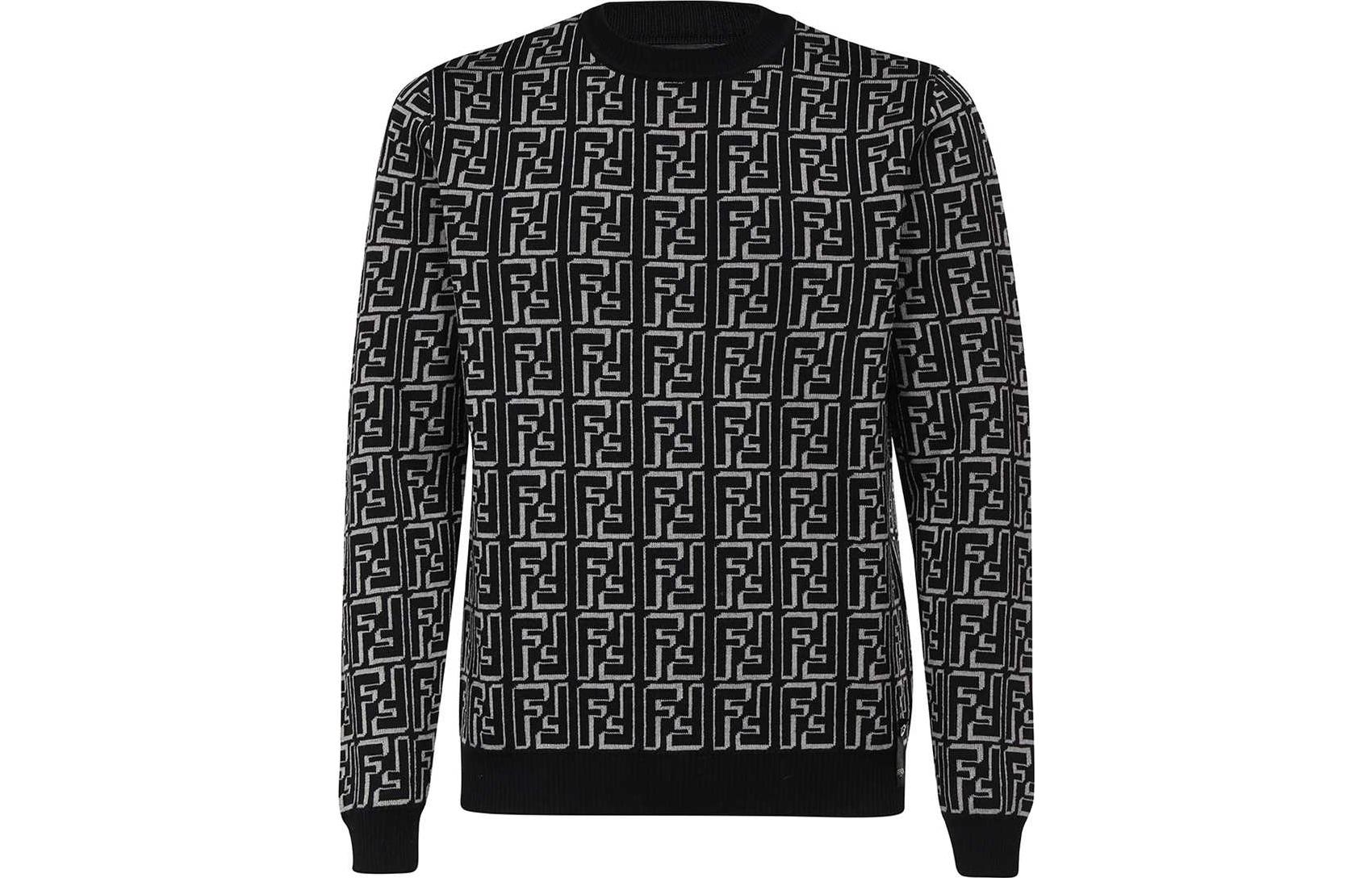 Order FENDI FW22 黑白图案圆领毛衣针织衫。 FZX009ALJZF0UZ0