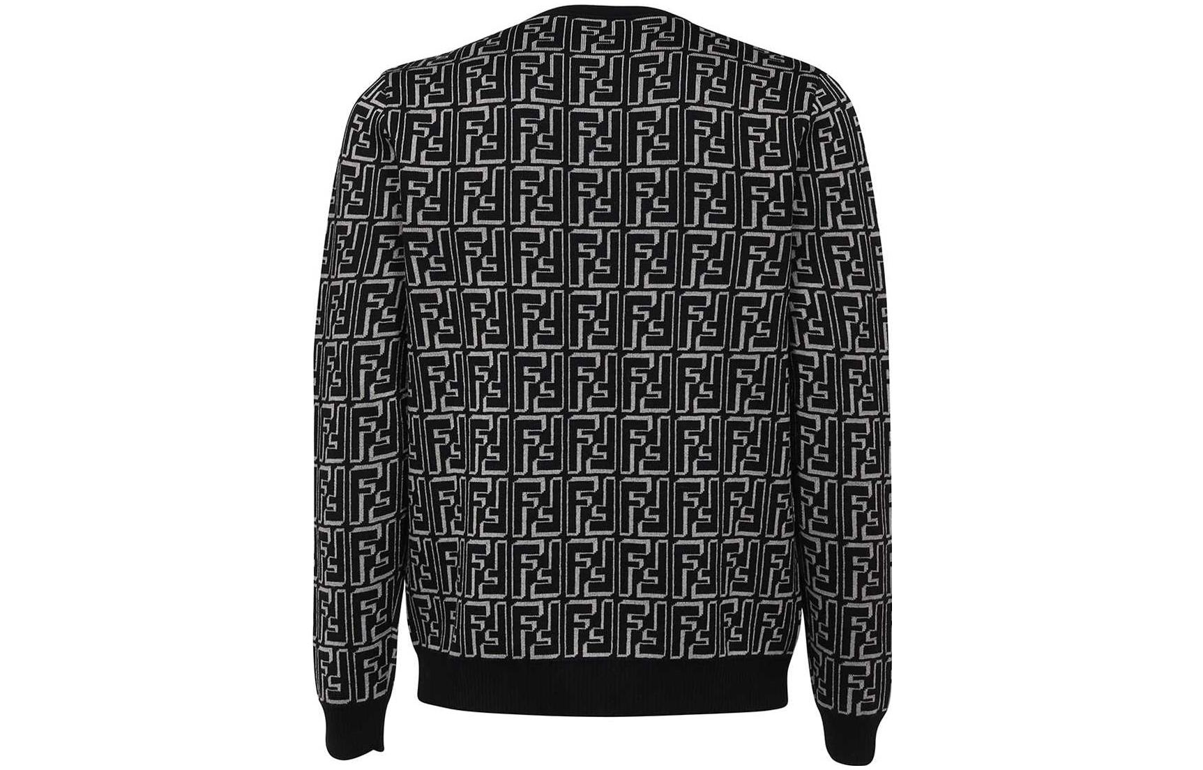 Lookbook FENDI FW22 黑白图案圆领毛衣针织衫。 FZX009ALJZF0UZ0