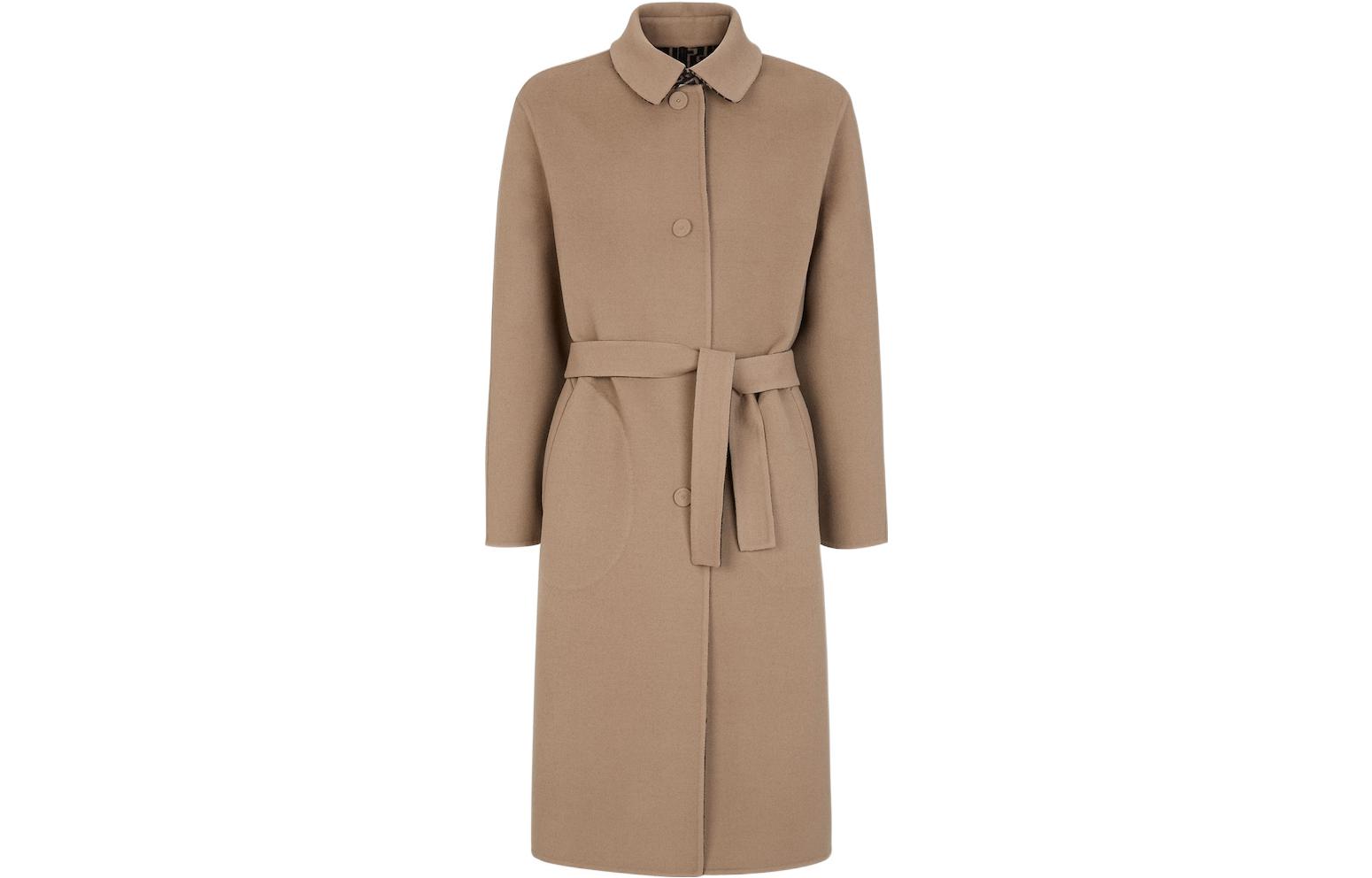 FENDI FW22  Brown Reversible Belted Long Sleeve Coat. FF0667AL57F1I8P