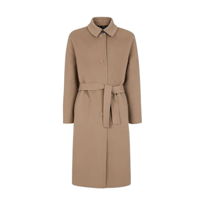 FENDI FW22 Brown Reversible Belted Long Sleeve Coat. FF0667AL57F1I8P