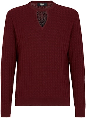 FENDI FW22 Burgundy Cable Knit Wool Sweater. FZX077AL3PF012T Order FENDI FW22 Burgundy Cable Knit Wool Sweater. FZX077AL3PF012T