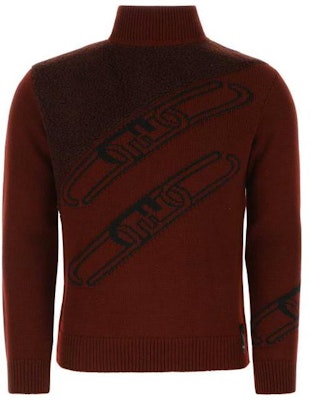 FENDI FW22 Burgundy Colorblock Monogram Jacquard High-Neck Sweater. FZX073AL3SF1IO2 Order FENDI FW22 Burgundy Colorblock Monogram Jacquard High-Neck Sweater. FZX073AL3SF1IO2
