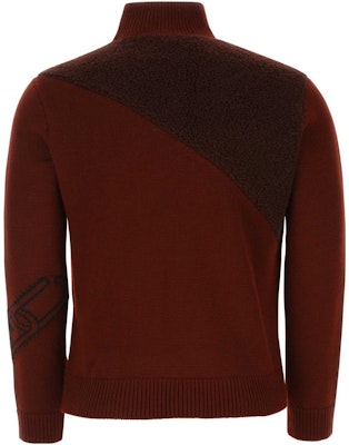 FENDI FW22 Burgundy Colorblock Monogram Jacquard High-Neck Sweater. FZX073AL3SF1IO2 Lookbook FENDI FW22 Burgundy Colorblock Monogram Jacquard High-Neck Sweater. FZX073AL3SF1IO2