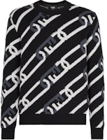 FENDI FW22 Chain Pattern Crewneck Pullover Sweater Black FZX085AL3VF0QA1 FENDI FW22 Chain Pattern Crewneck Pullover Sweater Black FZX085AL3VF0QA1
