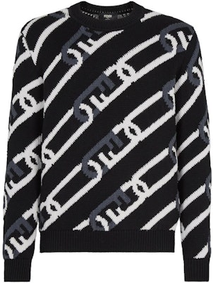 FENDI FW22 Chain Pattern Crewneck Pullover Sweater Black FZX085AL3VF0QA1 Order FENDI FW22 Chain Pattern Crewneck Pullover Sweater Black FZX085AL3VF0QA1