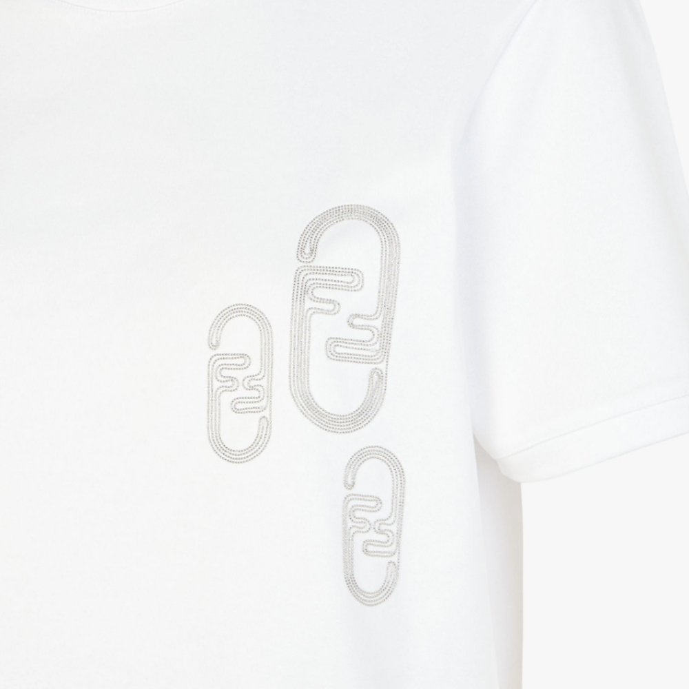 FENDI FW22 'Fendi O'Lock' Graphic Chain Cotton Jersey T-Shirt  White. FY0894AL0OF0QA0 圖 4