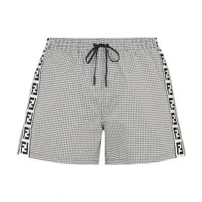 FENDI FW22 Gray Mid-Rise Colorblock Logo Drawstring Casual Shorts. FXB077AL4DF11H9