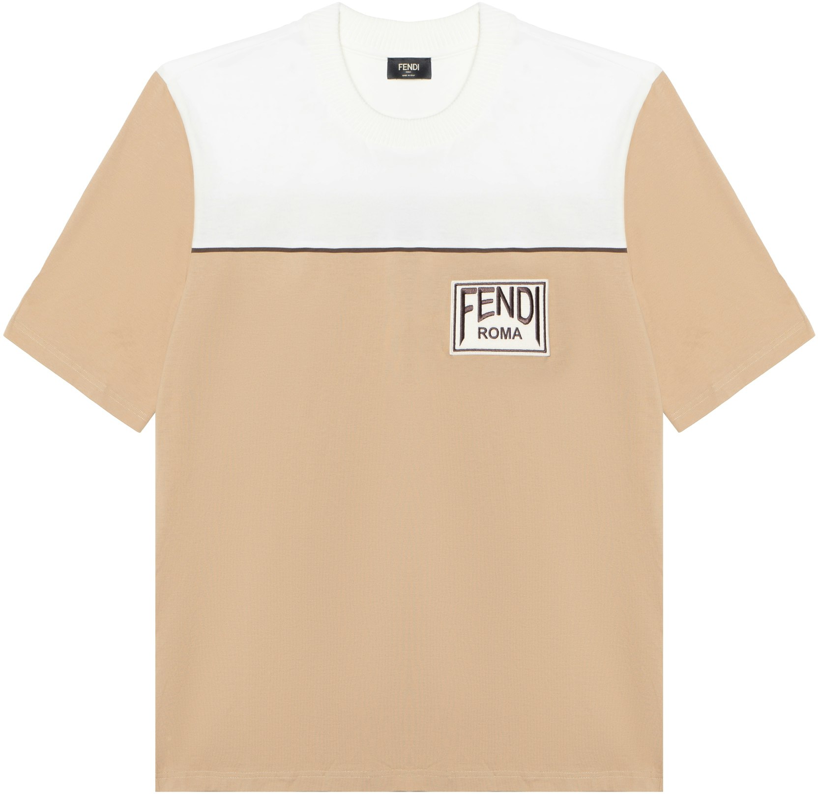 fendi-fw-22-logo-print-color-block-short-sleeve-t-shirt-light-brown-faf-654-akhaf-1200