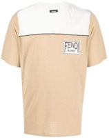 FENDI FW22 Logo Print Baju-T Lengan Pendek Warna Blok Coklat Muda FAF654AKHAF1200 Order FENDI FW22 Logo Print Baju-T Lengan Pendek Warna Blok Coklat Muda FAF654AKHAF1200