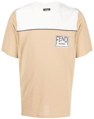 FENDI FW22 Logo Print Color-Block Short Sleeve T-Shirt Light Brown FAF654AKHAF1200 Order FENDI FW22 Logo Print Color-Block Short Sleeve T-Shirt Light Brown FAF654AKHAF1200