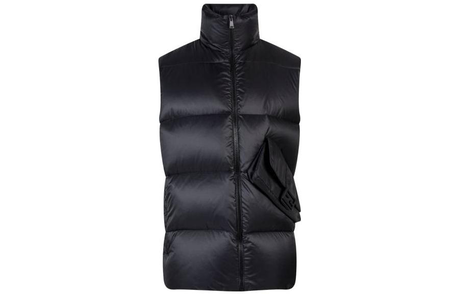 FENDI FW22  Quilted Puffer Vest with Zip and Stand Collar Black. FAA873AM0KF0GME