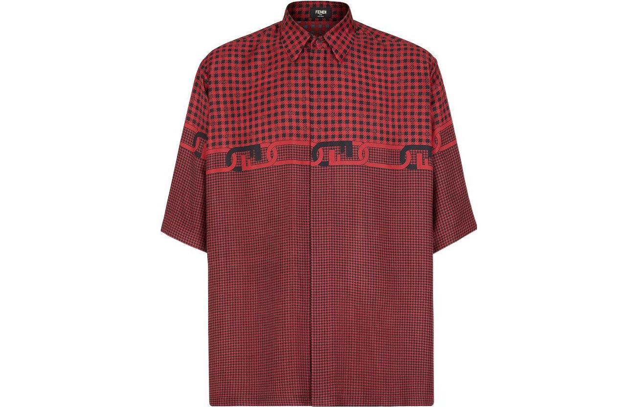 Order 芬迪 FW22 红色格纹短袖纽扣衬衫. FS0795AL2KF01VC