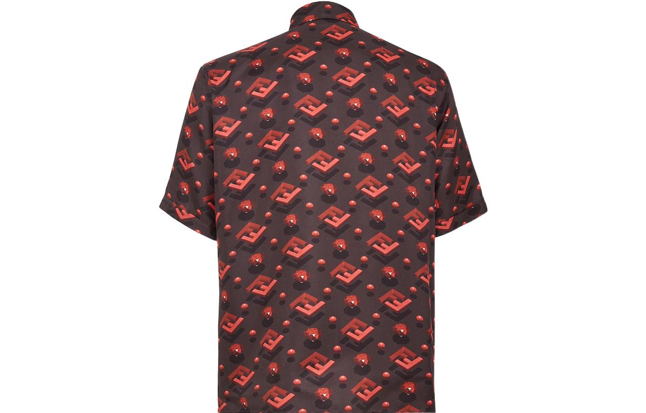 Lookbook FENDI FW22  Red Short-Sleeve Shirt with All-Over Logo Print FS0795AL54F0QK0