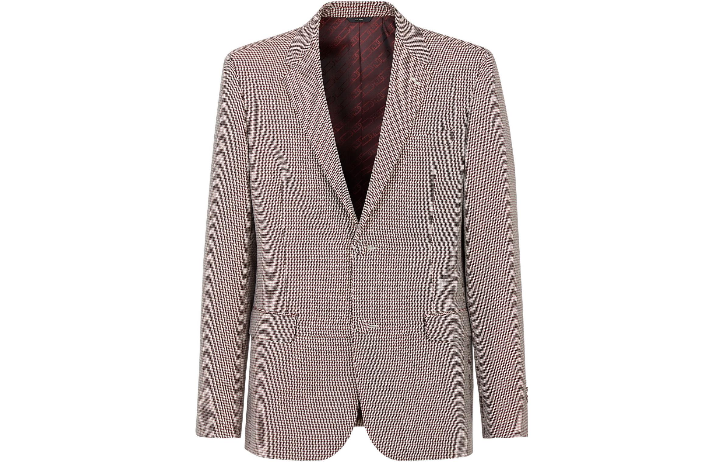 FENDI FW22  Red White Plaid Wool Casual Blazer Jacket. FJ0686AL5BF1I8T