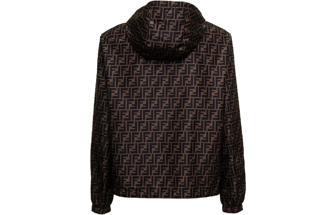 Lookbook 芬迪 FW22 可翻转Logo印花连帽夹克 棕色. FAA615AKH1F13IZ