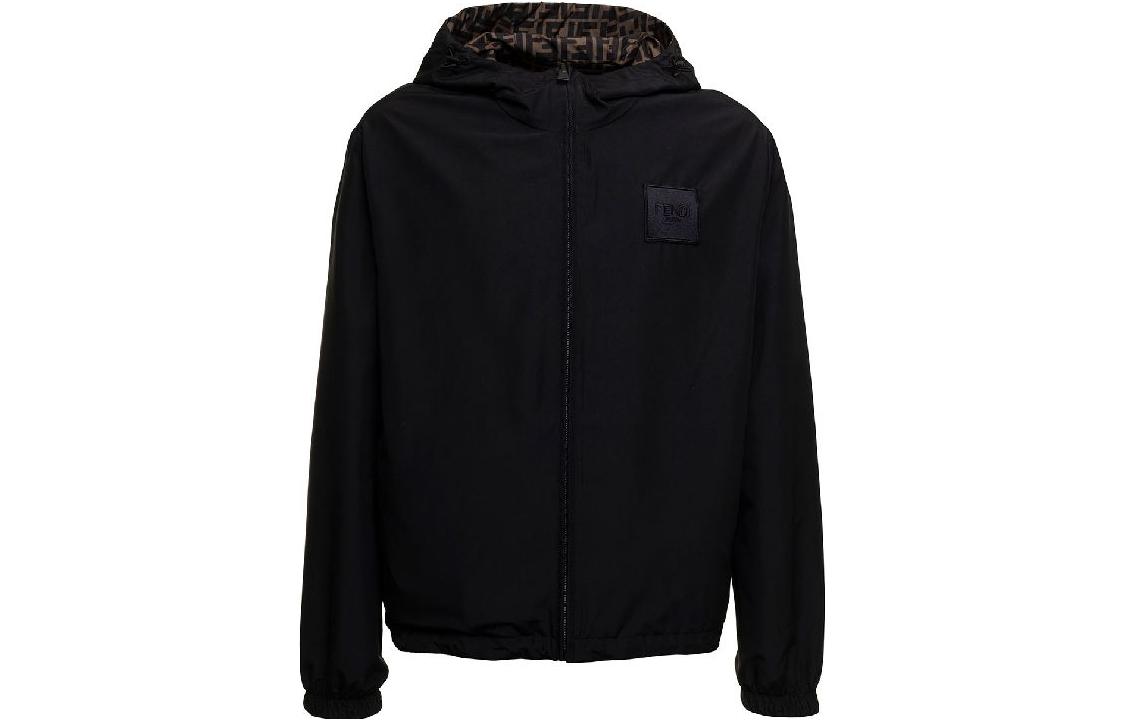 Shop 芬迪 FW22 可翻转Logo印花连帽夹克 棕色. FAA615AKH1F13IZ