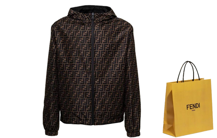 Purchase 芬迪 FW22 可翻转Logo印花连帽夹克 棕色. FAA615AKH1F13IZ