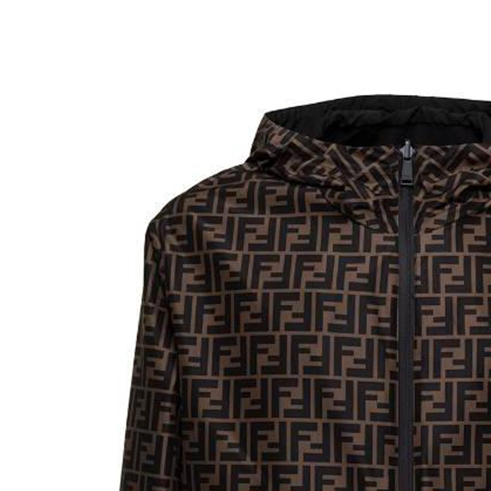 Details for 芬迪 FW22 可翻转Logo印花连帽夹克 棕色. FAA615AKH1F13IZ
