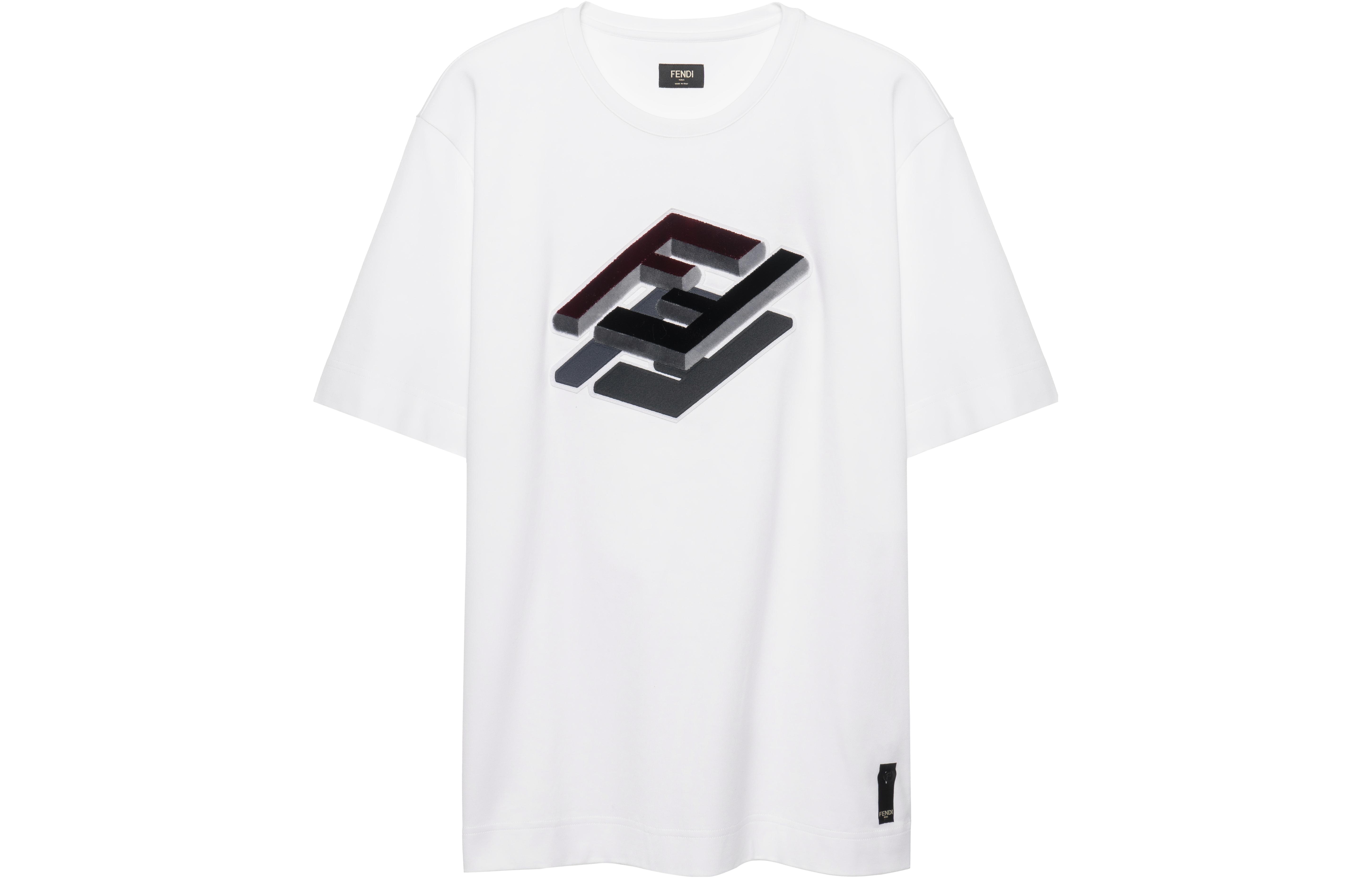 FENDI FW22  White Knit T-Shirt with 3D Embroidered Letter Print. FY0936AL36F0QG1 圖 2