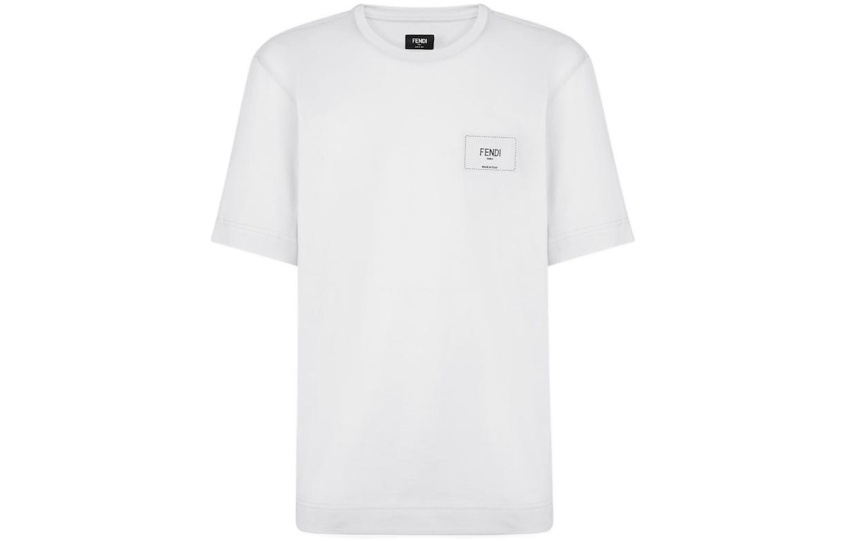 Order フェンディ FW22 ホワイト ロゴパッチ クルーネック Tシャツ. FY0936A9RLF0WA0