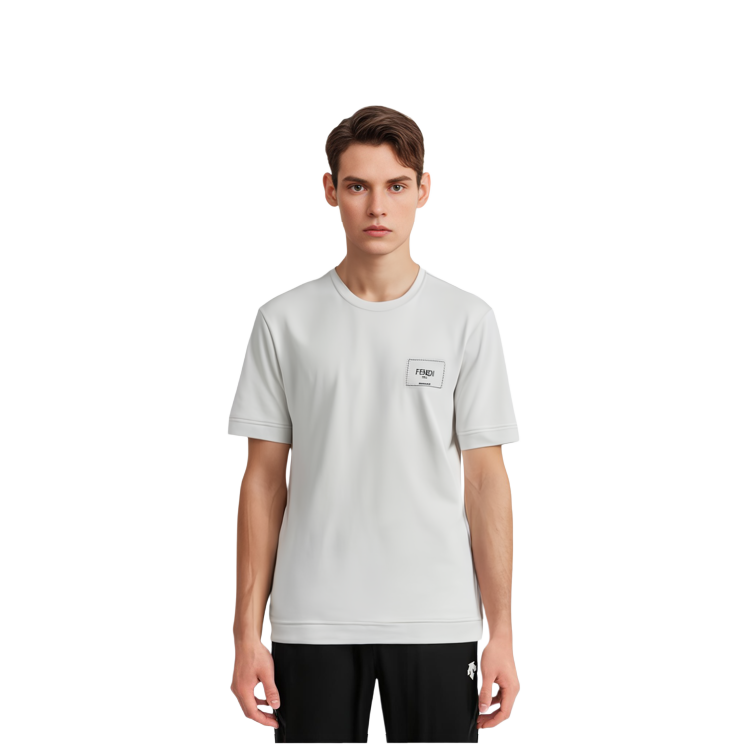 Details for フェンディ FW22 ホワイト ロゴパッチ クルーネック Tシャツ. FY0936A9RLF0WA0