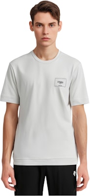 フェンディ FW22 ホワイト ロゴパッチ クルーネック Tシャツ. FY0936A9RLF0WA0 Details for フェンディ FW22 ホワイト ロゴパッチ クルーネック Tシャツ. FY0936A9RLF0WA0