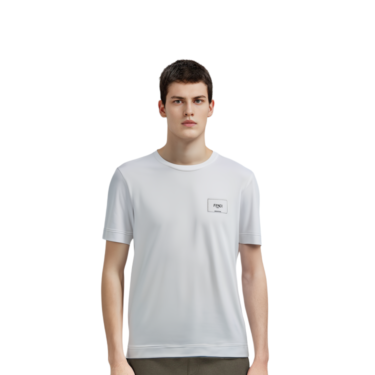 Sizing フェンディ FW22 ホワイト ロゴパッチ クルーネック Tシャツ. FY0936A9RLF0WA0