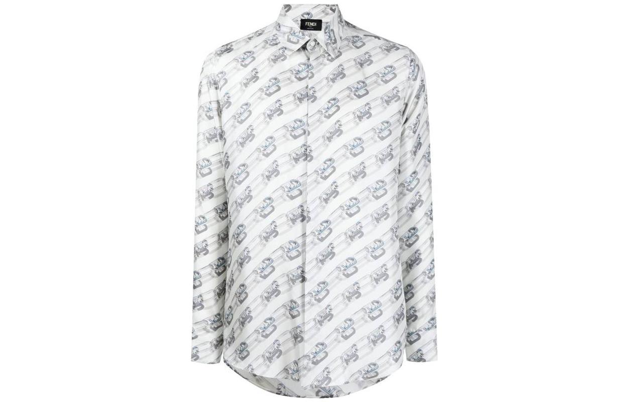 Order FENDI FW22 白色長袖襯衫，全印圖案與翻領設計。 FS0585AL2MF0TU9