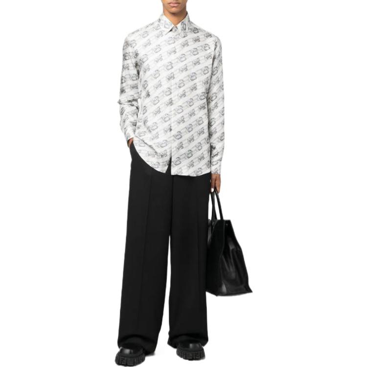 Lookbook FENDI FW22 白色長袖襯衫，全印圖案與翻領設計。 FS0585AL2MF0TU9