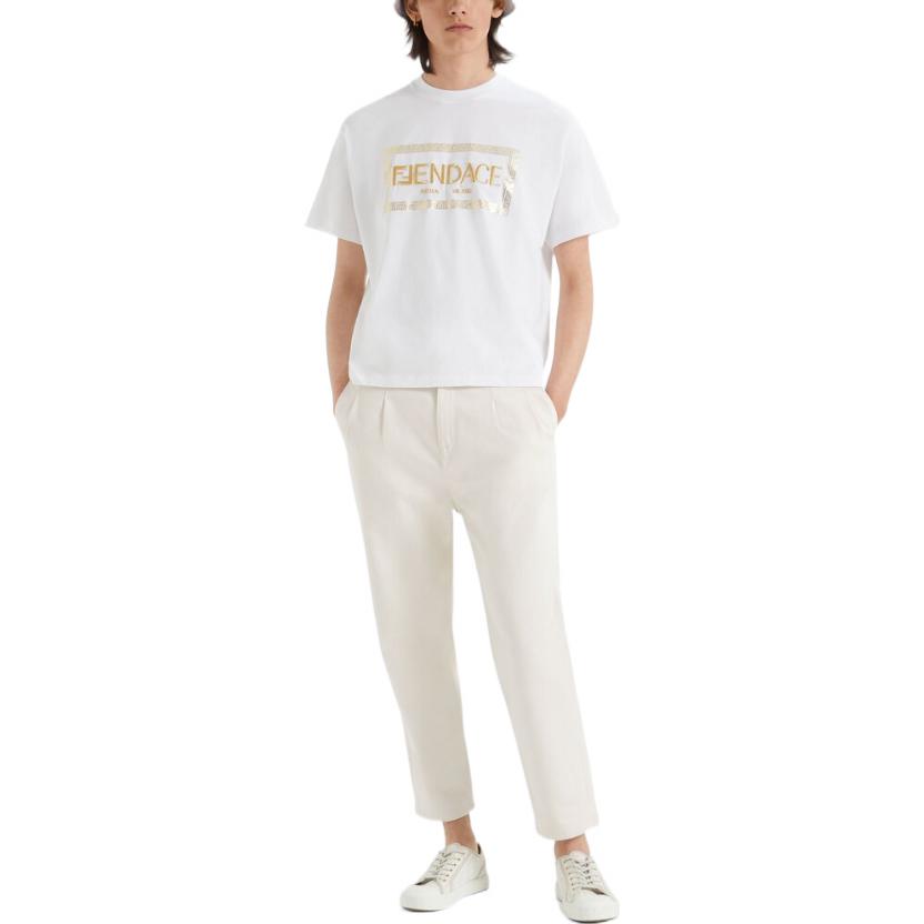 Shop FENDI FW22 白色直筒抽皺牛仔褲 FLP287AKCVF0QA0