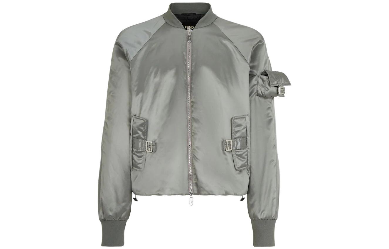 Fendi FW22 Beige Zip-Up Raglan Baseball Jacket for Men FAA877AM0PF1J7B