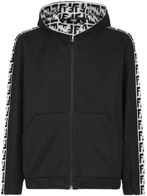 Fendi FW22 Black Hooded Jacket with Logo Trim Long Sleeves FAF665AM0BF0GME Buy Fendi FW22 Black Hooded Jacket with Logo Trim Long Sleeves FAF665AM0BF0GME