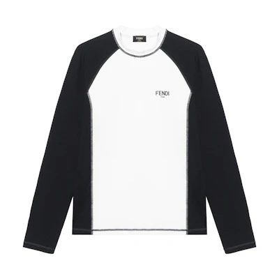 FENDI FW22 Colorblock Crewneck Long Sleeve T-Shirt Unisex Black/White FAF663-AM0AF-0J8Z