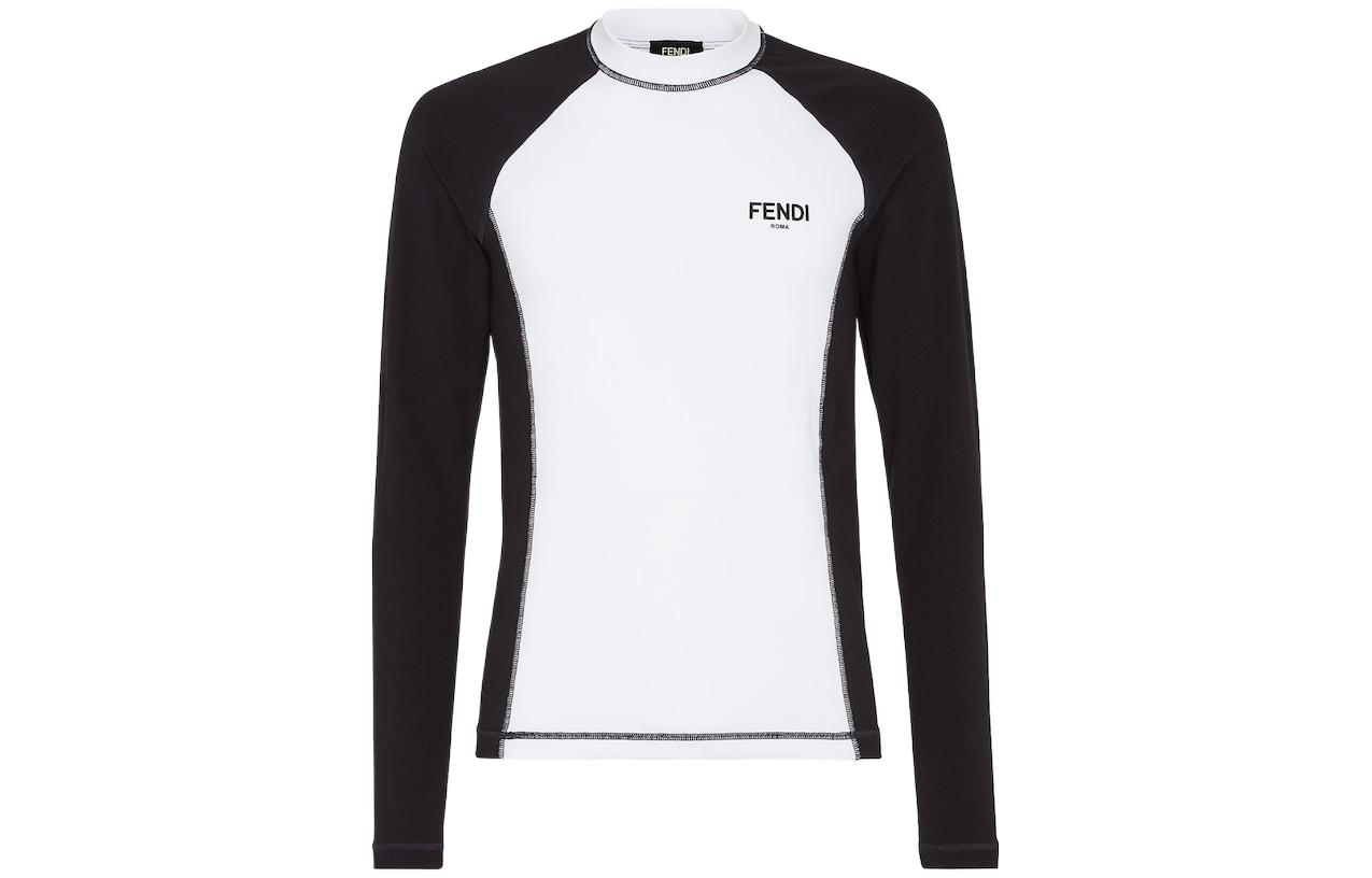 Order FENDI FW22 Colorblock Crewneck Long Sleeve T-Shirt Unisex Black/White FAF663-AM0AF-0J8Z