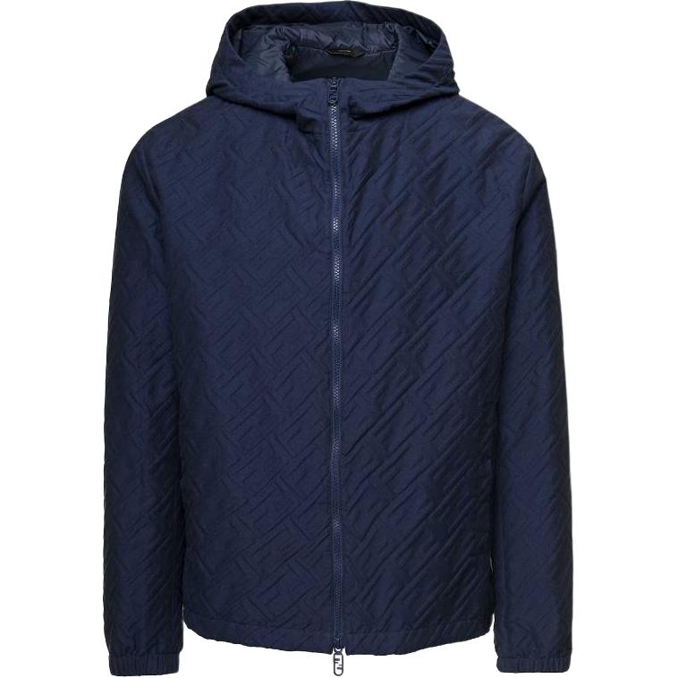 FENDI FW22 Embossed Logo Hoodie Jacket  Blue. FW1190AM80F1J79