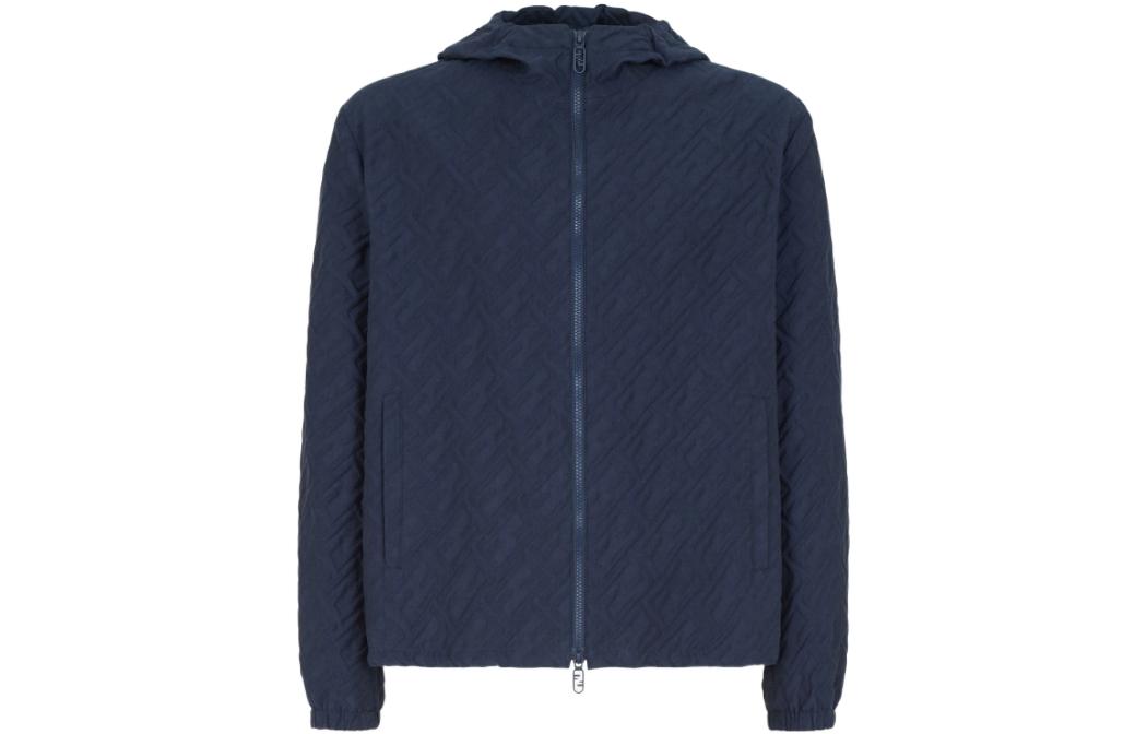 Order FENDI FW22 浮雕標誌連帽外套 藍色 FW1190AM80F1J79